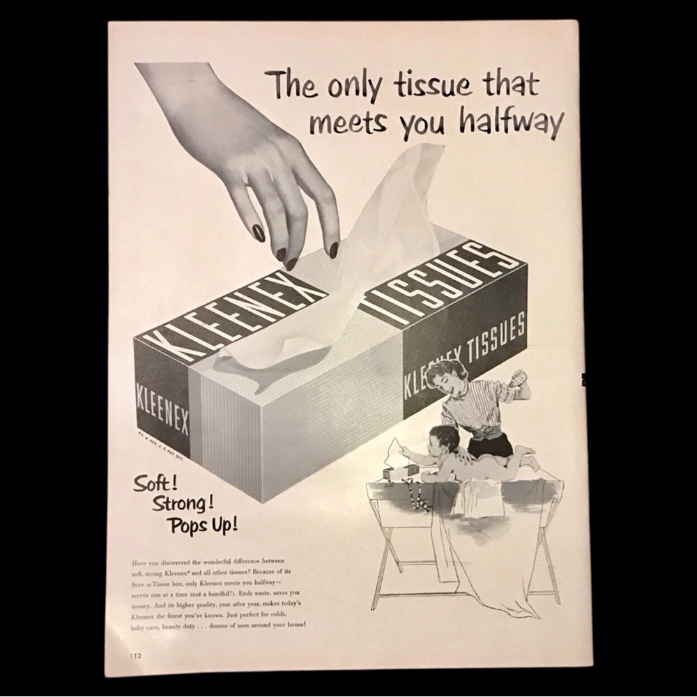 Vintage " 1950 Kleenex Tissues" Advertisement Print